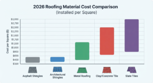 Materials comparison in Roof replacement Cost