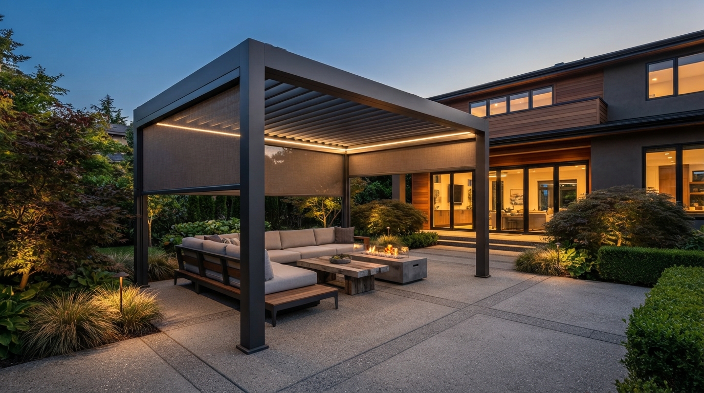StruXure pergola outdoor living space