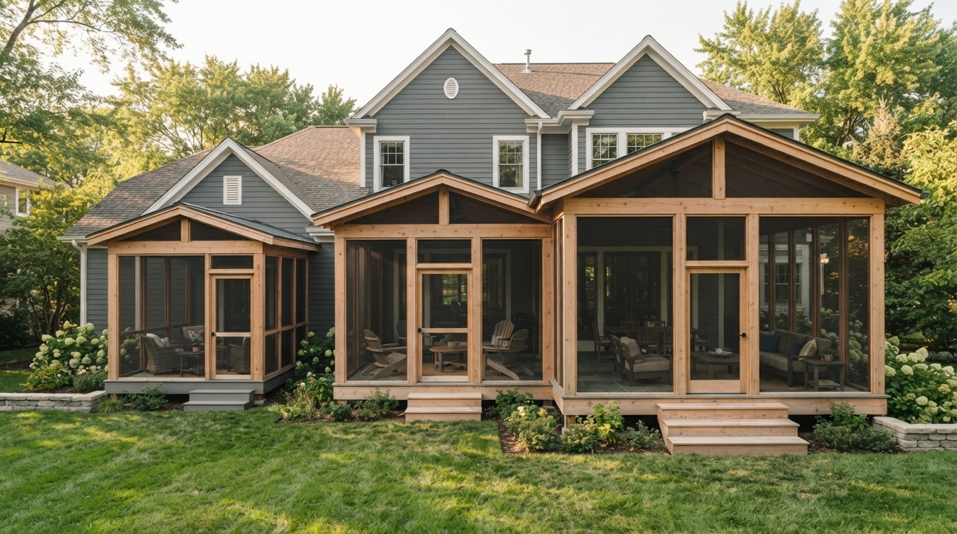 Screened porch sizes from 8 x 12 to 16 x 20